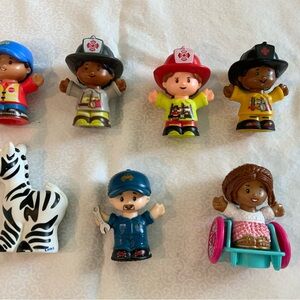 Lot Of 7 Fisher Price Little People Figures Firefighters Zebra